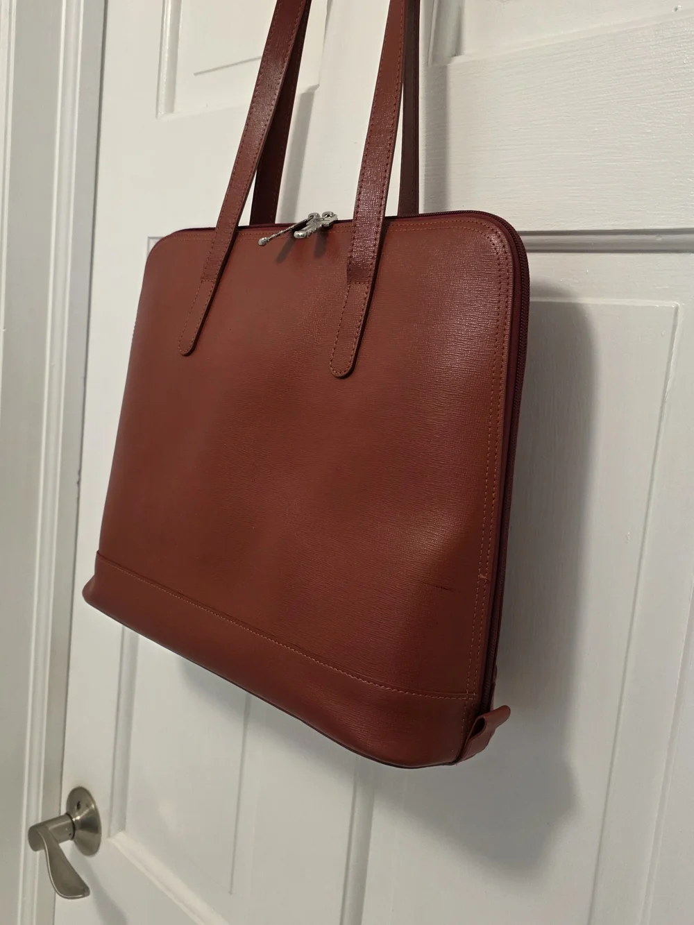 Jack Georges Red Safiano Leather Laptop Tote, Business, Travel, School